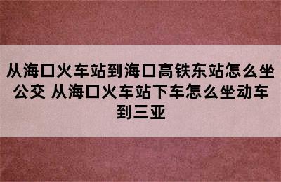 从海口火车站到海口高铁东站怎么坐公交 从海口火车站下车怎么坐动车到三亚